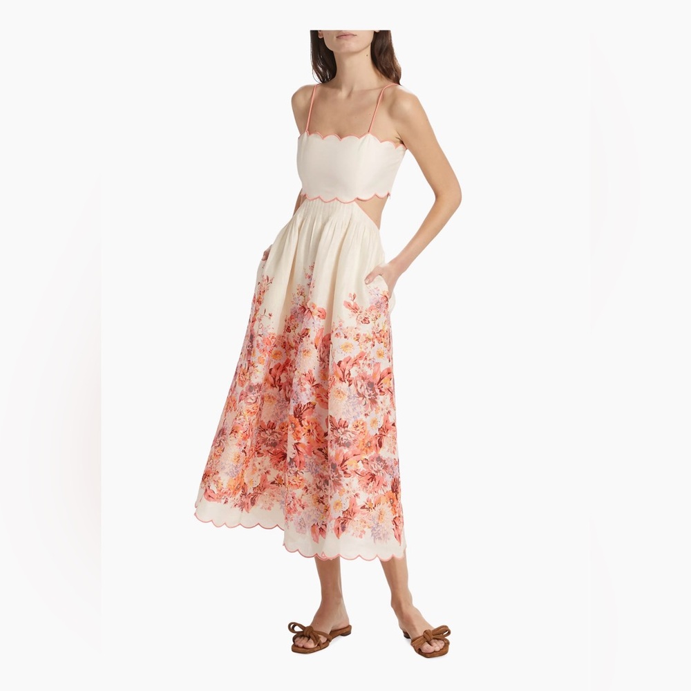 Zimmermann Devi Floral Cutout Midi Dress